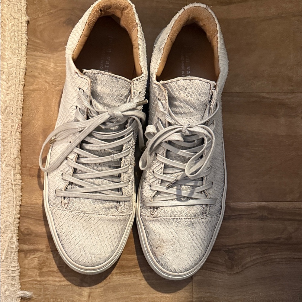 John Varvatos Textured White Sneakers